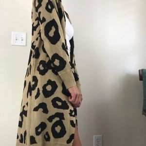 Cheetah Print Long Cardigan Sweater